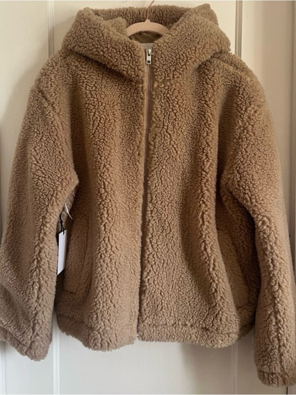 NWT Aritzia Tna Palo Alto Cozy Zip-Up Sherpa Hoodie Jacket - Beige - Picture 7 of 9
